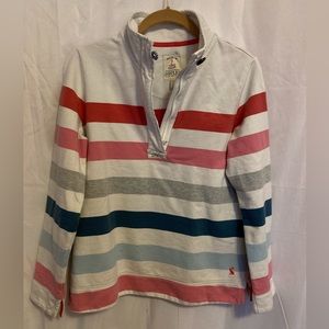 Joules Women’s sweatshirt thick 98% cotton size8 Land or Sea” EUC zip& Button